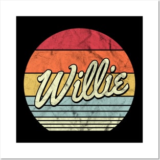 Willie Retro 70s Style Sunset Posters and Art